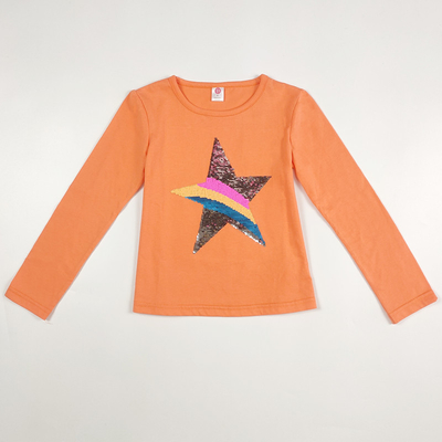 Embroidered Technics Cute Young Girls T-Shirt with Sequins Application